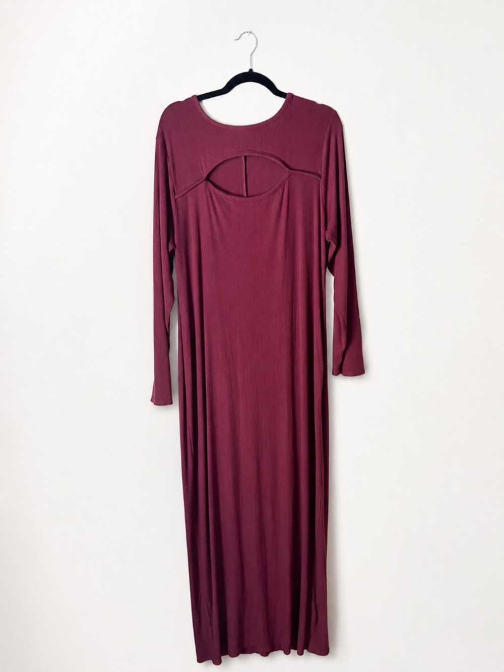 Edited by Remi Bader 4X Burgundy Ribbed Maxi Dress Long Sleeve Cutout Plus Size